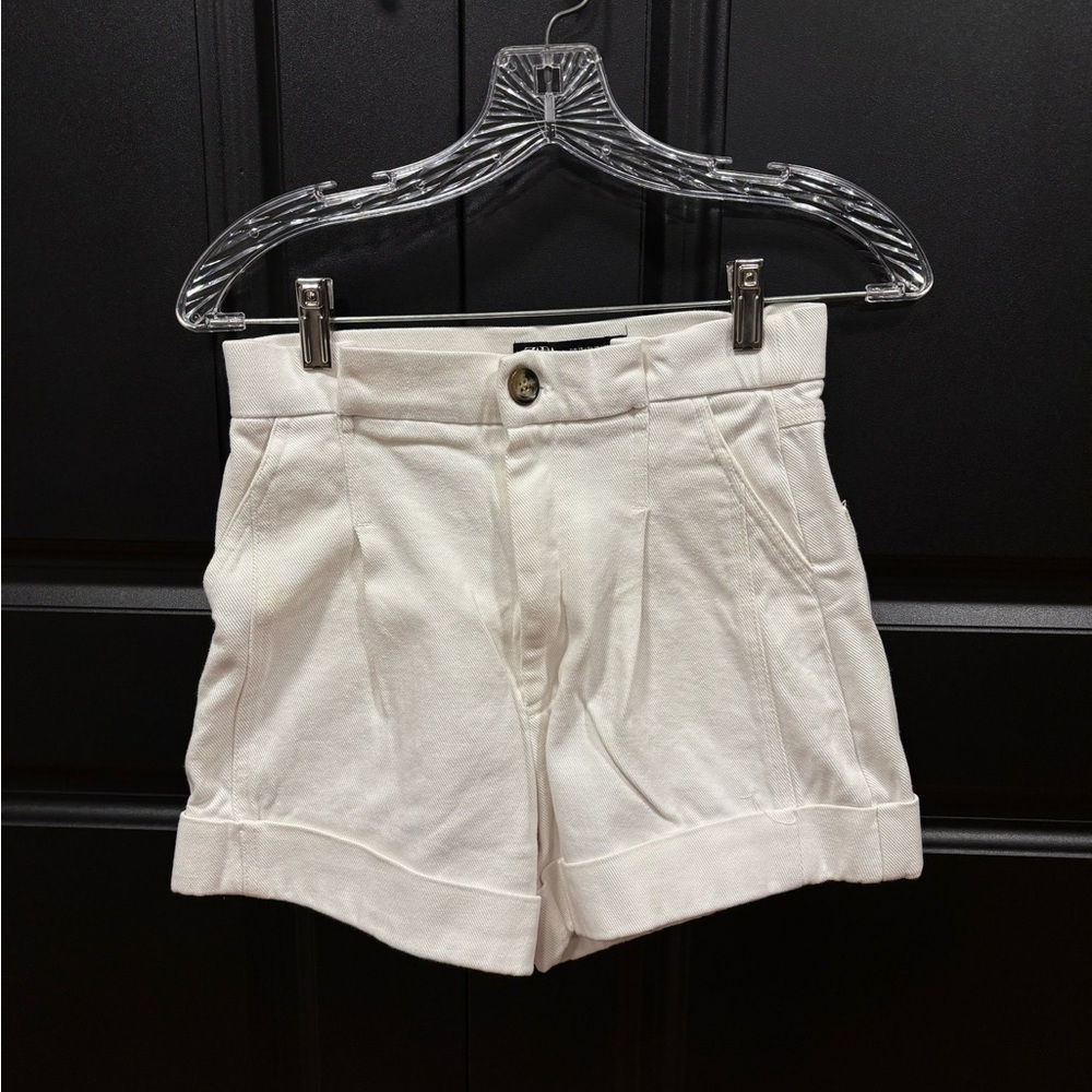 Zara High Waist Cream Shorts